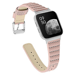 Bracelet en cuir véritable texture ondulée avec boucle, rose pour votre Oppo Watch 41mm