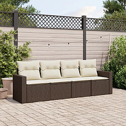 vidaXL Salon de jardin 4 pcs avec coussins marron résine tressée