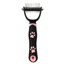 Justgreenbox Outil de toilettage pour animaux de compagnie - Peigne de démêlage double face Supprimer les sous-poils enchevêtrements Brosses de perte, Rose