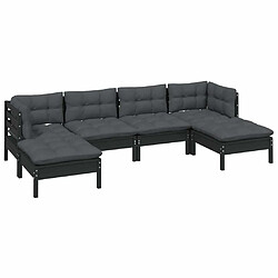 Avis Maison Chic Salon de jardin 6 pcs + coussins - Mobilier/Meubles de jardin - Table et chaises d'extérieur Noir Bois de pin -MN35973