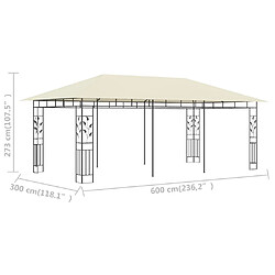 Maison Chic Auvent,Belvédère d'extérieur avec moustiquaire,Tonnelle 6x3x2,73 m Crème -GKD98759 pas cher