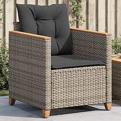 Maison Chic Chaises de jardin avec coussins | chaises Relax d'extérieur gris résine tressée -GKD52053