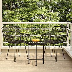 Salle à manger de jardin 3 pcs,Table et chaise à dîner Noir Résine tressée -MN76081