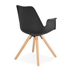 Acheter Mes Fauteuil design noir et piètement en bois naturel - SHAFT