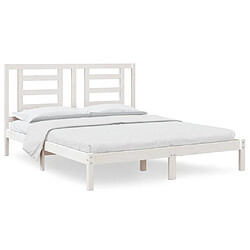 Maison Chic Lit adulte - Lit simple Cadre de lit,Structure du lit Contemporain Blanc Bois de pin massif 160x200 cm -MN41951