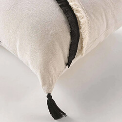 Douceur D'Interieur Coussin déhoussable EBRO - Polycoton uni et fantaisie - 40 x 40 cm - Ecru et noir