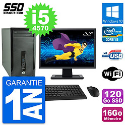 PC Tour HP 400 G1 Ecran 22" Intel i5-4570 RAM 16Go SSD 120Go Windows 10 Wifi - Occasion