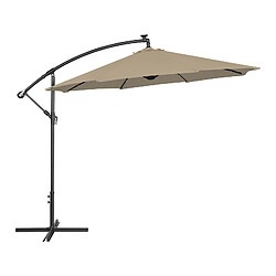 Helloshop26 Parasol déporté avec LED - taupe - rond - diamètre 300 cm - inclinable 14_0007608