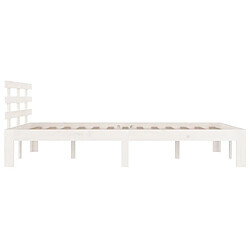 Maison Chic Lit adulte - Lit simple Cadre de lit,Structure du lit Contemporain Blanc Bois massif 140x190 cm -MN17796 pas cher