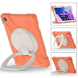 Coque en silicone anti-chute avec poignée et béquille rotative pour votre Lenovo Tab M10 (Gen 3) TB-328FU/TB-328XU - orange