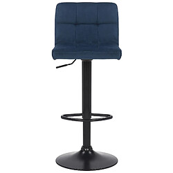 Avis Decoshop26 Lot de 4 tabourets de bar en velours bleu coutures décoratives piètement métal noir 10_0004502