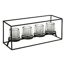 Atmosphera, Createur D'Interieur Photophore x 4 Verre Fantaisie Noir - ATMOSPHERA