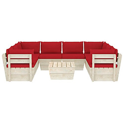 Avis Maison Chic Salon de jardin palette 9 pcs avec coussins - Table et chaises d'extérieur - Mobilier/Meubles de jardin Moderne épicéa imprégné -MN31873