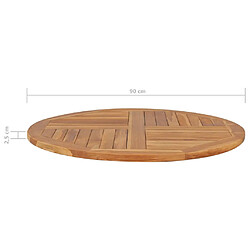 vidaXL Dessus de table Bois de teck solide Rond 2,5 cm 90 cm pas cher