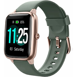 Vendos85 Montre Connectée Femme Homme Smartwatch Bluetooth pour Android iOS Podometre or vert