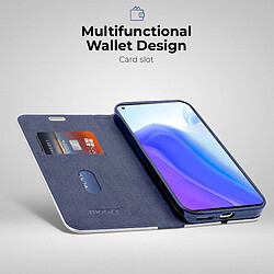 Acheter Moozy Étui Portefeuille pour Xiaomi Mi 10T 5G et Mi 10T Pro 5G, Bleu Foncé Carbone - Protection des Bords Métalliques Fermeture Magnétique Flip Cover avec Porte-Cartes