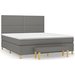 vidaXL Sommier à lattes de lit avec matelas Gris foncé 180x200cm Tissu