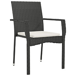 Salle à manger de jardin 3 pcs avec coussins,Table et chaise à dîner Noir -MN31955 pas cher