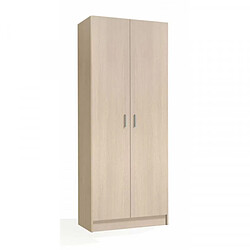 Dansmamaison Armoire de rangement 2 portes 2 tablettes - Chêne - MULA