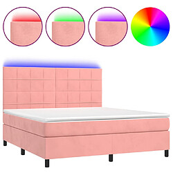 vidaXL Sommier à lattes de lit matelas et LED Rose 160x200 cm Velours