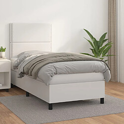 Maison Chic Lit Adulte - Lit simple Lit à sommier tapissier avec matelas moelleux - Meuble de Chambre Blanc 100x200cm Similicuir -MN67917