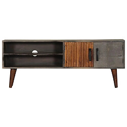 Maison Chic Meuble TV scandinave - Banc TV pour salon Gris 130x30x46 cm Bois massif de manguier brut -MN74522