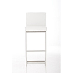 Decoshop26 Lot de 2 tabourets de bar design moderne support en acier inoxydable assise en PVC blanc 10_0004385