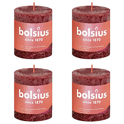 Bolsius Bougies pilier rustiques Shine 4 pcs 80x68 mm Rouge velours