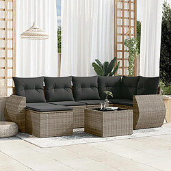 Maison Chic Salon de jardin avec coussins 7 pcs | Ensemble de Table et chaises | Mobilier d'Extérieur gris résine tressée -GKD58061