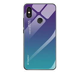 Wewoo Coque Pour Xiaomi Redmi Note 5 Pro étui en verre de couleur dégradée violet