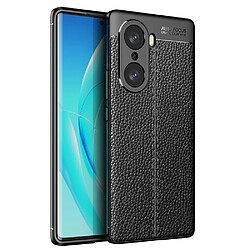 Coque en TPU antichoc, souple, texture litchi, anti-empreintes digitales noir pour votre Honor 60