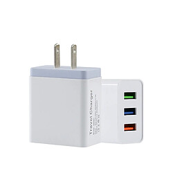 Wewoo Chargeur de voyage pour téléphone portable 2A 3USB US US Plug gris