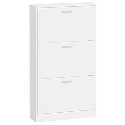 Maison Chic Armoire à chaussure,Meuble à Chaussures Blanc brillant 59x17x108 cm Bois ingénierie -MN83231 pas cher