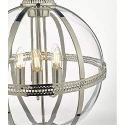 Luminaire Center Suspension Vanessa Nickel poli,verre 5 ampoules 55cm