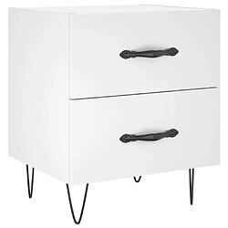 Maison Chic Lot de 2 Tables de chevet,Table de nuit,Table d'appoint pour salon blanc 40x35x47,5 cm bois d’ingénierie -MN59369 pas cher