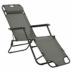 Acheter Maison Chic Lot de 2 Chaises longues pliables | Bain de soleil Relax | Transat avec repose-pied Acier Gris -GKD16664