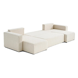 Bestmobilier Topaze - canapé panoramique en U - 7 places - convertible avec coffre - en tissu bouclette