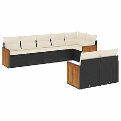 Maison Chic Ensemble Tables et chaises d'extérieur 8 pcs avec coussins,Salon de jardin noir résine tressée -GKD917589