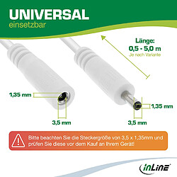 InLine DC Verlängerungskabel - DC Stecker/Buchse 3,5x1,35mm - AWG 18 - weiß 5m (26905H)