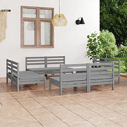 vidaXL Salon de jardin 8 pcs Gris Bois de pin massif