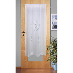 Home Fashion 023/715?0105 180 x 0060 cm Porte en Lin Brodée Blanc, Plastique, Blanc, 180 x 60 cm