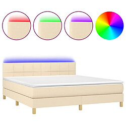 Maison Chic Lit adulte- Lit + matelas,Sommier à lattes de lit avec matelas LED Crème 160x200 cm Tissu -GKD35931