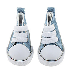 Acheter Paire De Haut En Dentelle Haute Chaussures De Toile Pour 1/6 Poupée Bjd Bleu Accessoire Denim