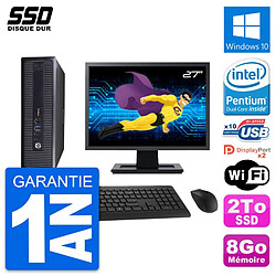 PC HP ProDesk 600 G1 SFF Ecran 27" Intel G3220 RAM 8Go SSD 2To Windows 10 Wifi - Occasion