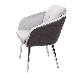 Acheter Decoshop26 Chaise de salle à manger rembourrée en velours et PVC gris avec accoudoirs 04_0002243