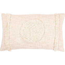 ICONIK INTERIOR Coussin rectangulaire design boho Bali en coton, coussin + rembourrage - Fiona Blanc