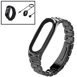 PHONECARE Kit Bracelet en acier Stainless Lux + Outil+ Chargeur Usb Charger + Gel d'écran de film protecteur Full Coque pour Xiaomi Mi Band 6 / Mi Smart Band 6 - Noir