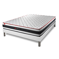 Somness Ensemble 140x190 matelas ENERGY ressorts ensachés et mémoire de forme + sommier kit blanc