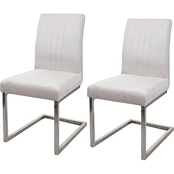 Decoshop26 Lot de 2 chaises de salle à manger chaise de conférence en acier inoxydable brossé velours crème CDS04483