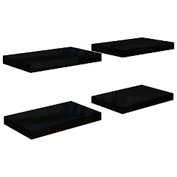 Maison Chic Lot de 4 Étagère murale flottante,Etagère de rangement Noir brillant 40x23x3,8 cm MDF -MN71757